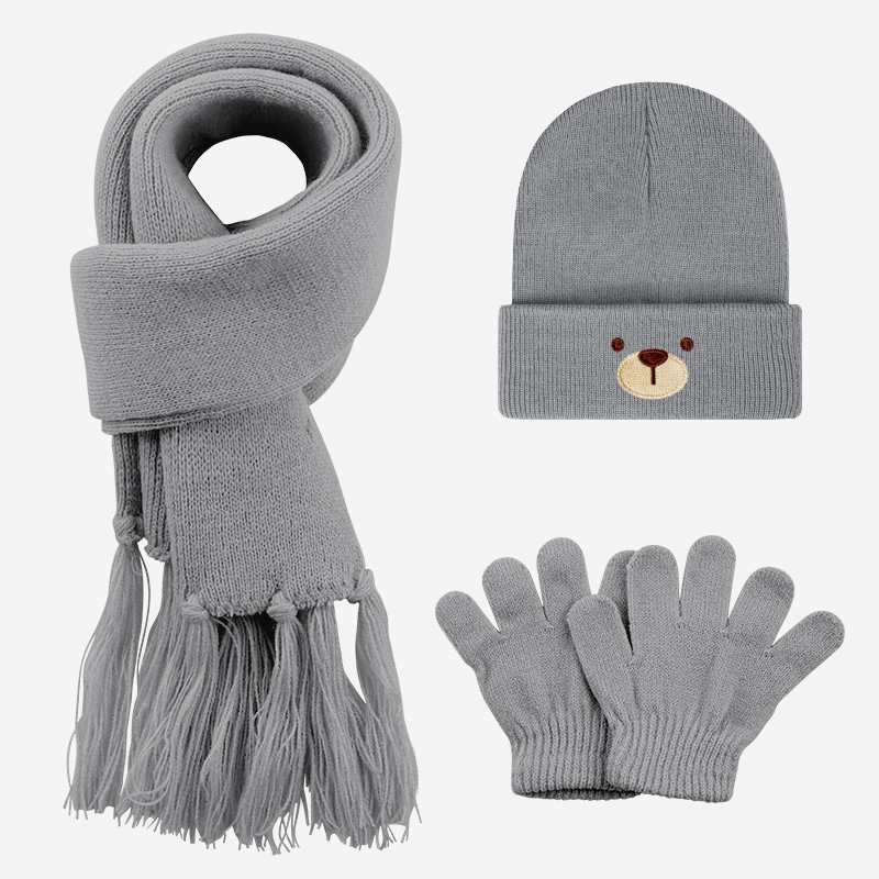 Kids Outdoor Gloves - Stylowy, uniwersalny 3-częściowy zestaw dzianinowy dla
