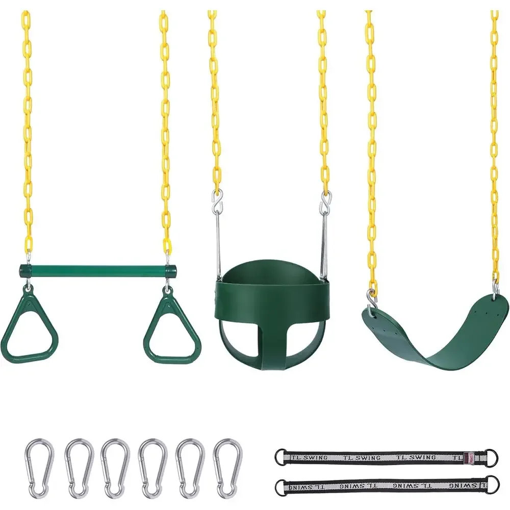 Kids Outdoor Swing Set - Zestaw huśtawek ogrodowych z kółkami, siedziskiem