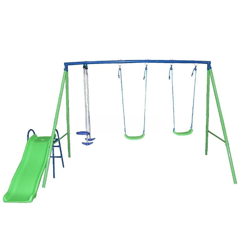Kids Outdoor Swing Set With Slide - Zestaw huśtawka i zjeżdżalnia dla dzieci