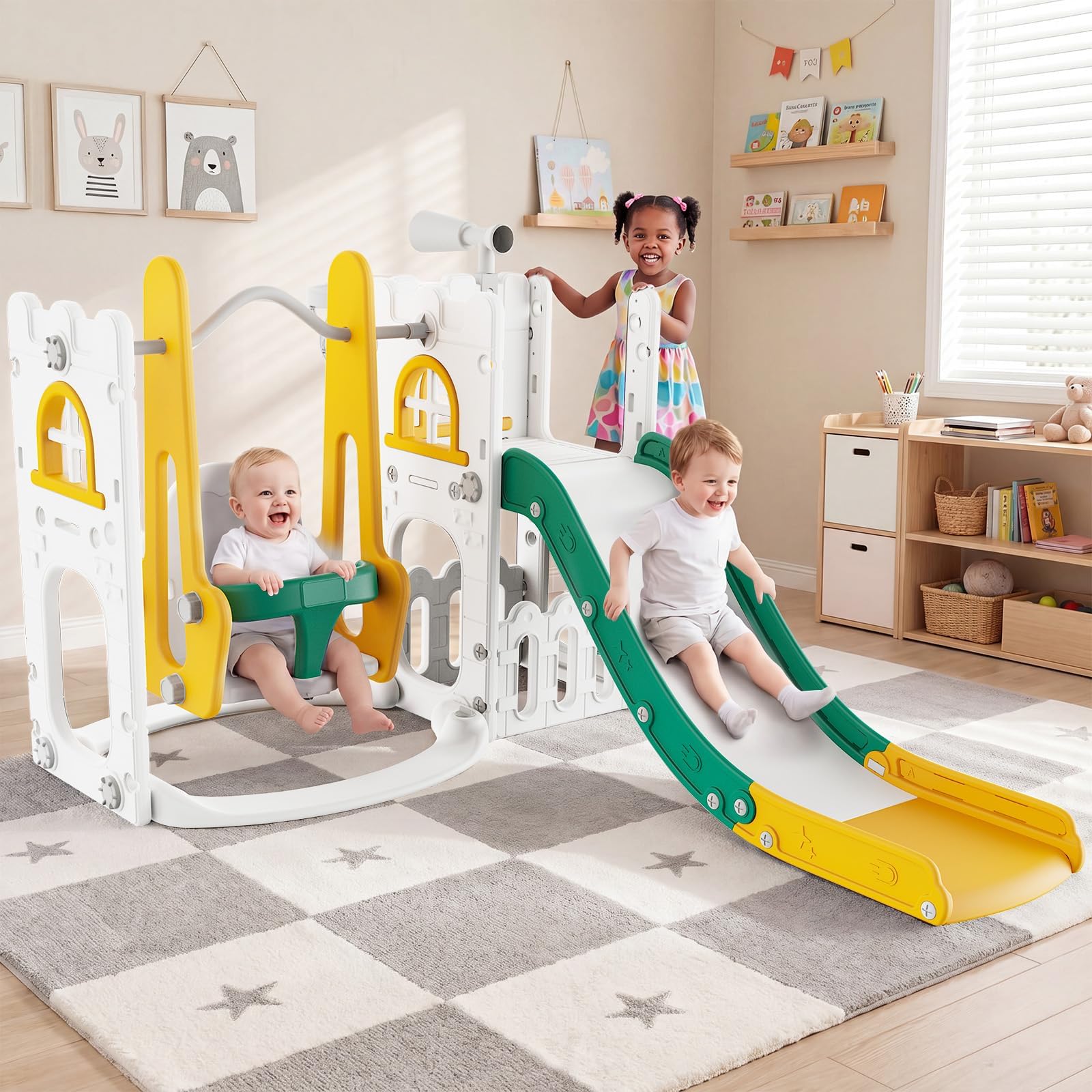 Kids Outdoor Swing Set - Zestaw 7 w 1 dla małych