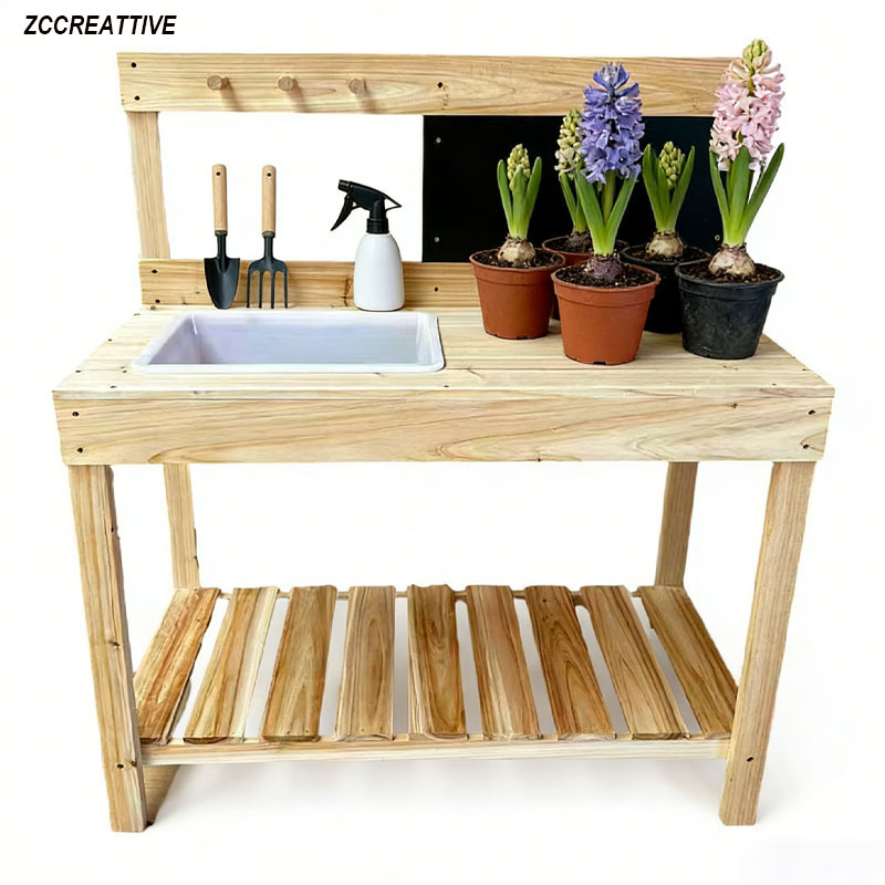 Kids Outdoor Bench Table - ZCCREATTIVE Dziecięcy Drewniany Stół do Prac