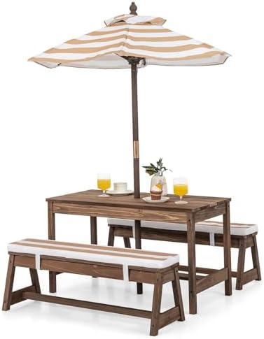 Kids Outdoor Bench Table - Stół piknikowy dla dzieci, drewniany zestaw