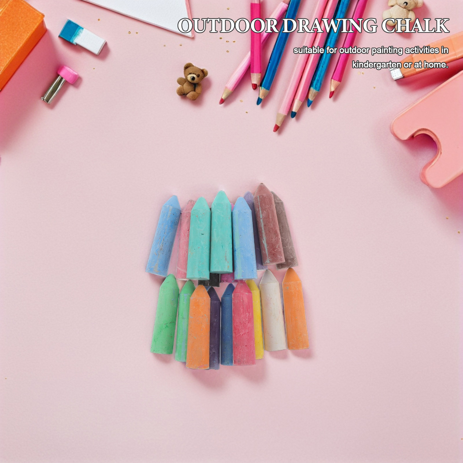 Kids Outdoor Chalkboard - 20 sztuk dużych, zmywalnych kredek dla