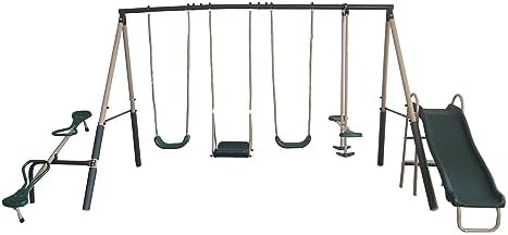 Kids Outdoor Swing Set With Slide - Zestaw do zabawy na zewnątrz dla