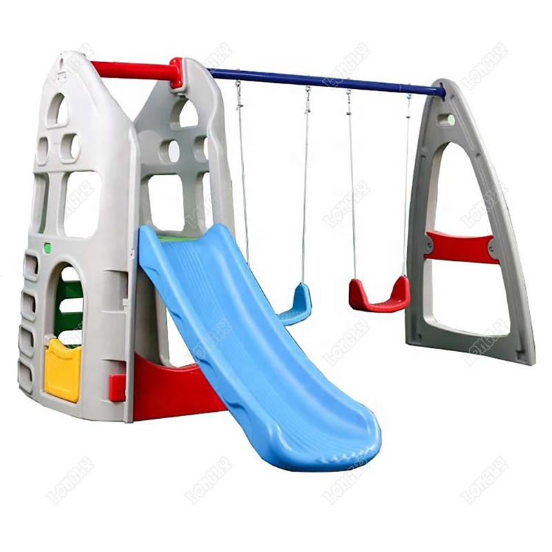 Kids Outdoor Swing Set With Slide - Plastikowa zjeżdżalnia i huśtawka do ogrodu,