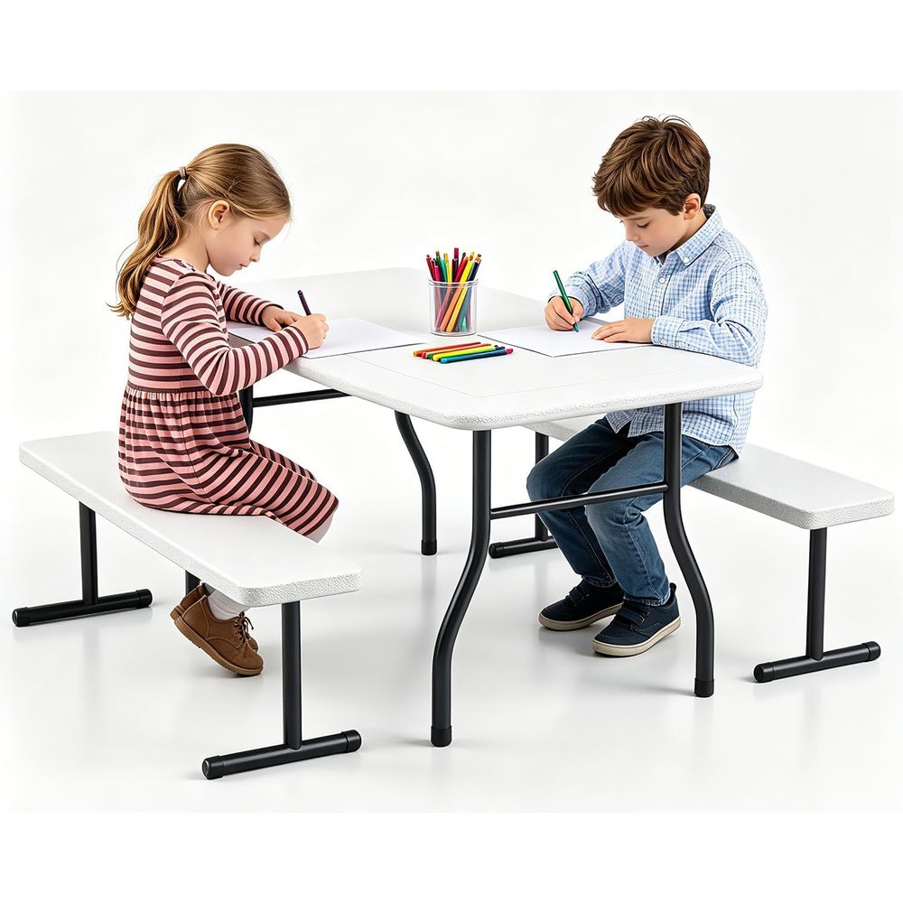 Kids Outdoor Bench Table - Stół piknikowy dla dzieci z ławkami,