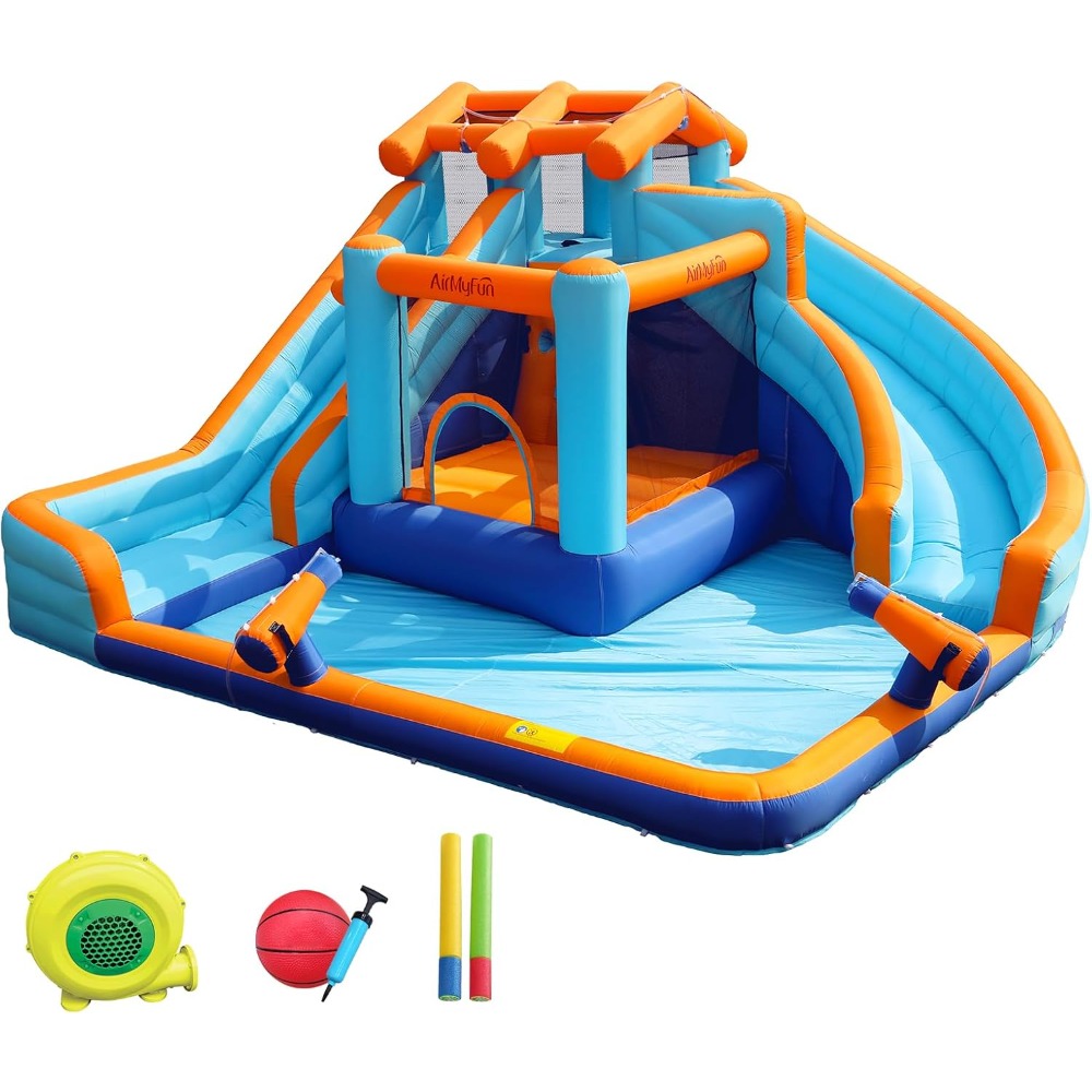Kids Outdoor House - Duży dmuchany zamek z wodną zjeżdżalnią,