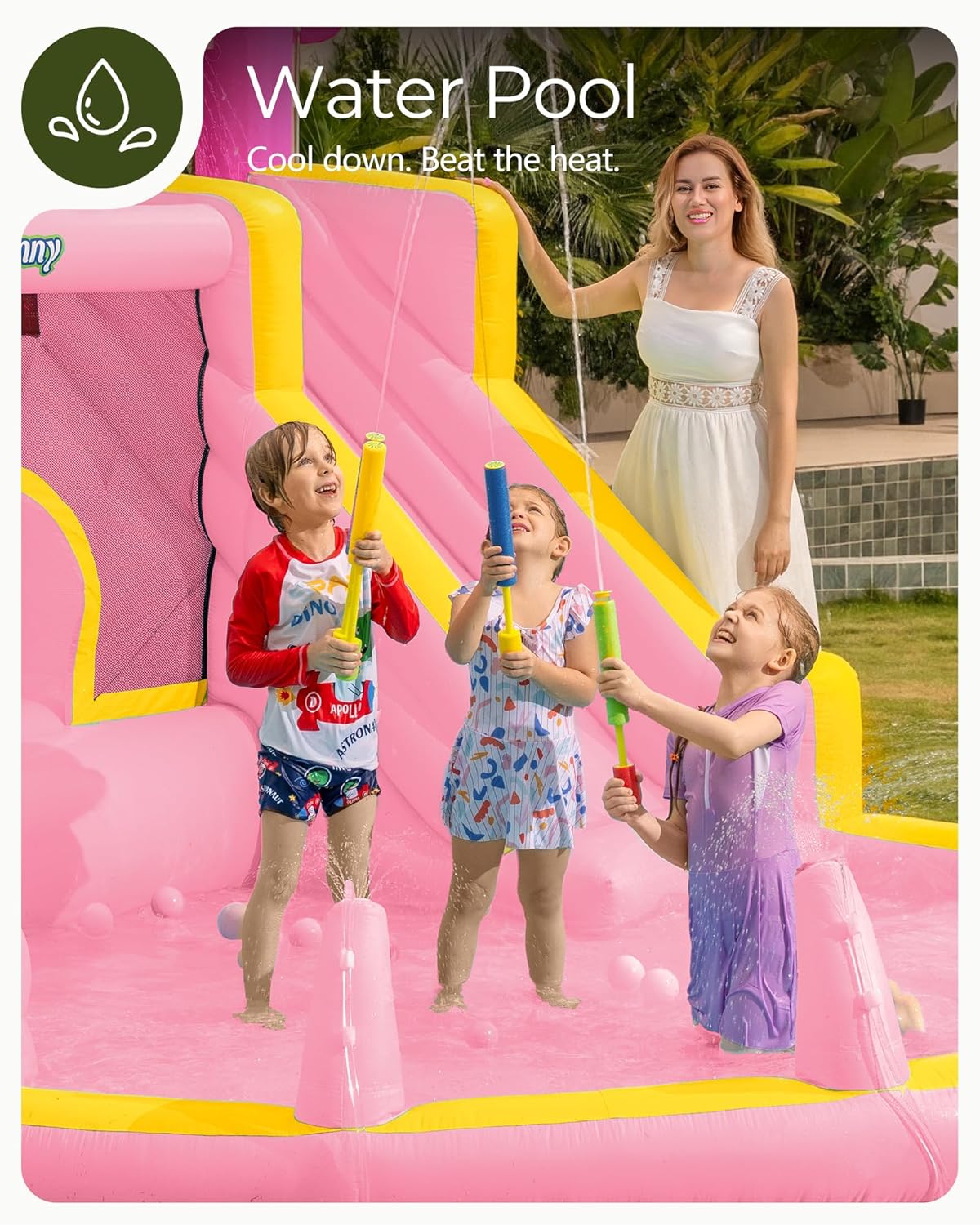 Różowa dmuchana zjeżdżalnia wo – Kids Outdoor House recenzja i cena