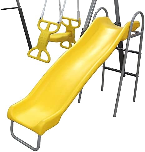 Metalowy zestaw huśtawek dla d – Kids Outdoor Swing Set With Slide recenzja i cena