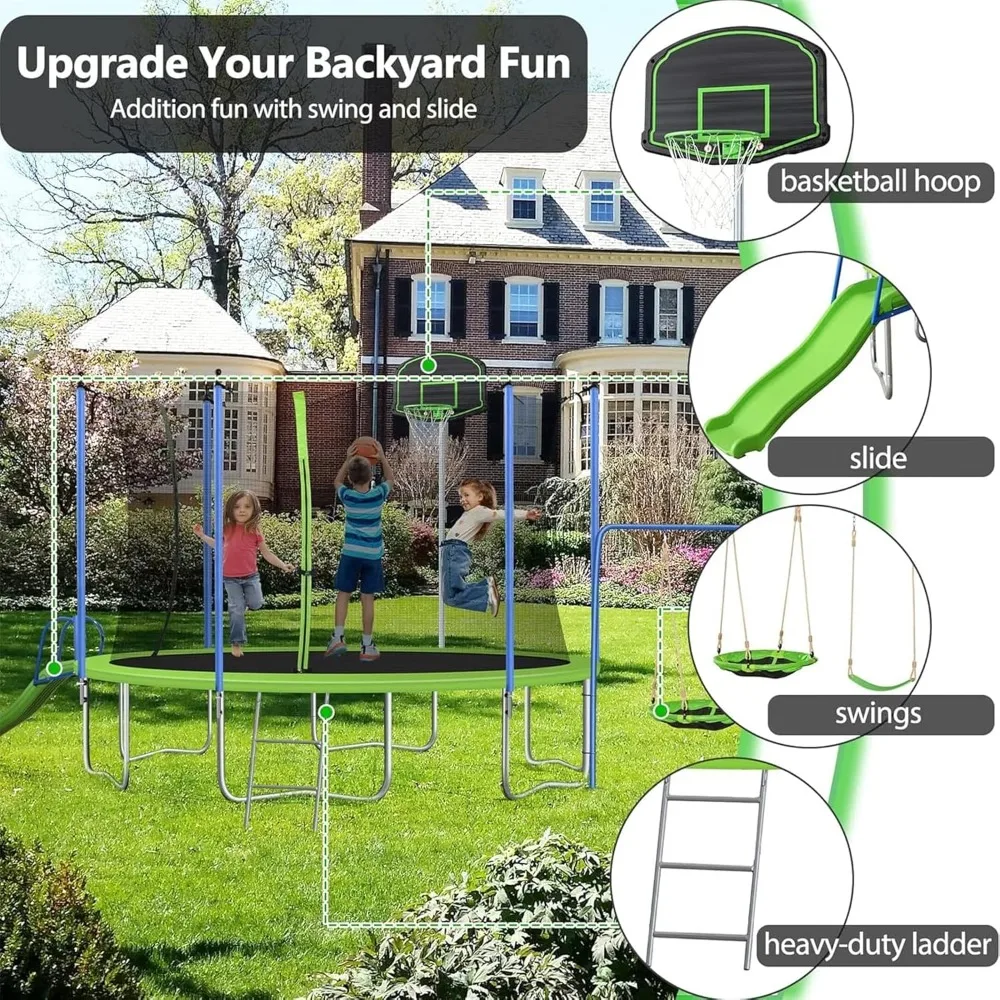 Zestaw trampoliny 12-14 stóp z – Kids Outdoor Swing Set With Slide recenzja i cena