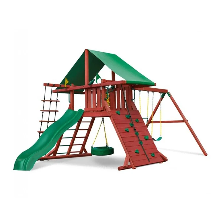Drewniany mały zestaw do zabaw – Kids Outdoor Swing Set With Slide recenzja i cena