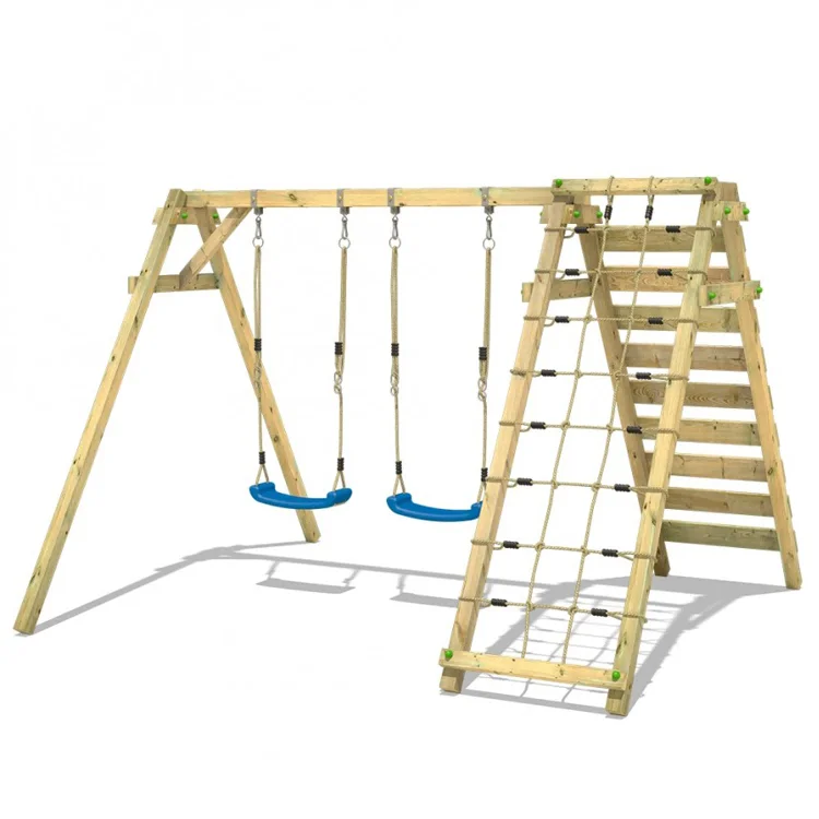 Drewniany mały zestaw do zabaw – Kids Outdoor Swing Set With Slide recenzja i cena